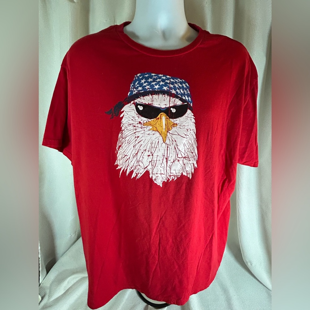 Celebrate! Patriotic, American bald eagle short sleeve T-shirt, red